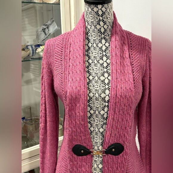Halston Heritage Pink Cable Knit Cardigan - Picture 10 of 11
